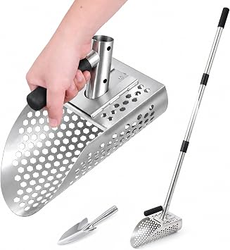 ZXZYHFTY 304 Stainless Steel Sand Scoop, 16.7 Inch Heavy Duty Beach Shovel