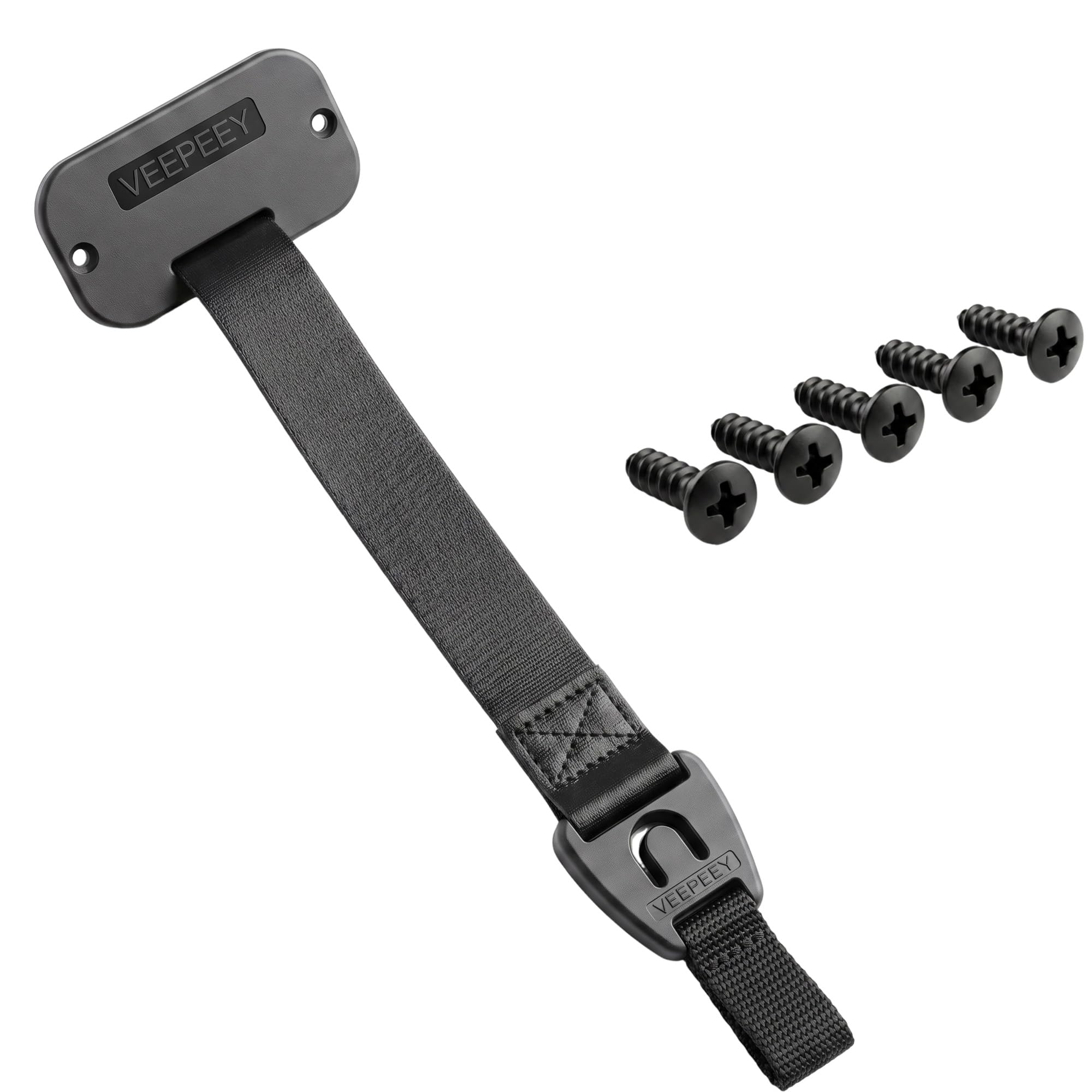 1P Self-Retracting Rod Strap for Boat Deck, Secure Fishing Rod Holder Black