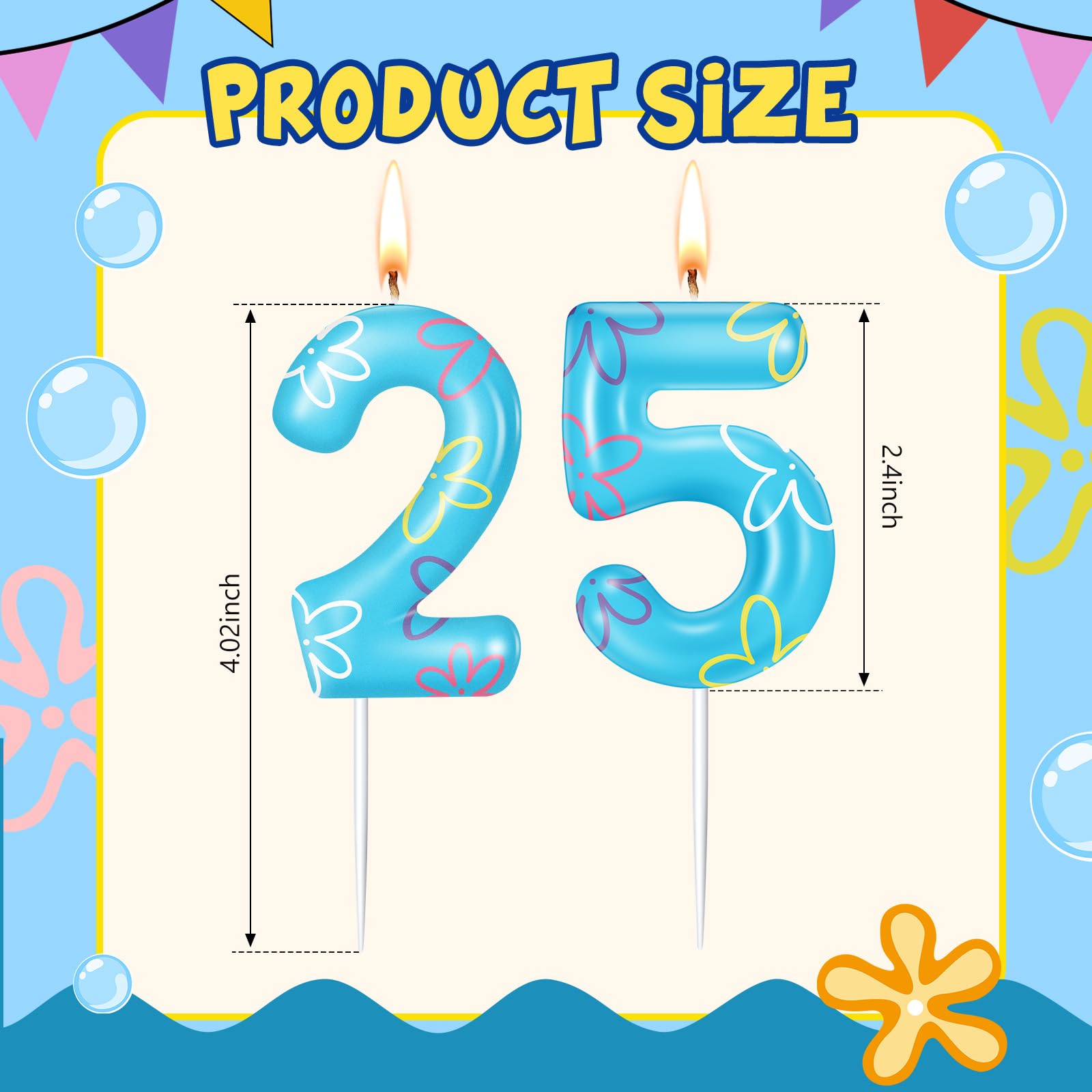Conelist Vela con números de cumpleaños, esponjas, flores, nubes, decoraciones para cupcakes, velas de fiesta para decoración de cumpleaños con temática de esponja, suministros de decoración de