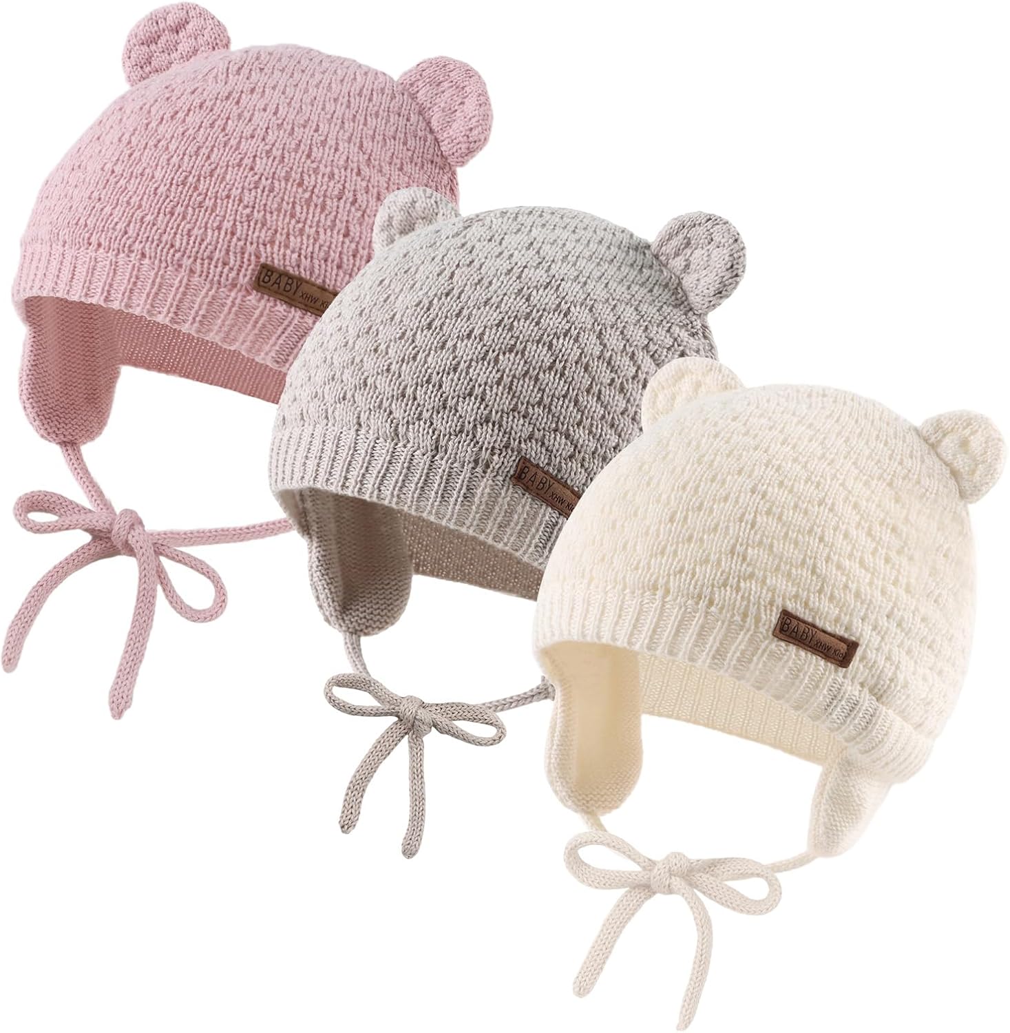 JANGANNSA Cute Knitted Boys Girls Christmas Beanie Warm Earflap Winter Hat Infant Toddler Baby Beanie 0-2Y