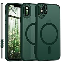 YUANDMI Cover Magnetica per iPhone XS Compatibile con MagSafe, Custodia per iPhone X, XS Traslucida Opaca Case Ultra-Sottile Silicone Anti-Scivolo Resistente ai Graffi, Verde Scuro