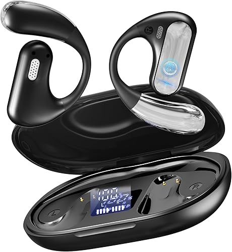Boytond Open Ear Earbuds, Wireless Ear Buds,Earhook Earbuds with 40H Playtime,IPX7 Waterproof Sports Bluetooth Earphones,Bluetooth V5.3 Ultra Comfort Open Ear Headphones Wireless,Clear Calls