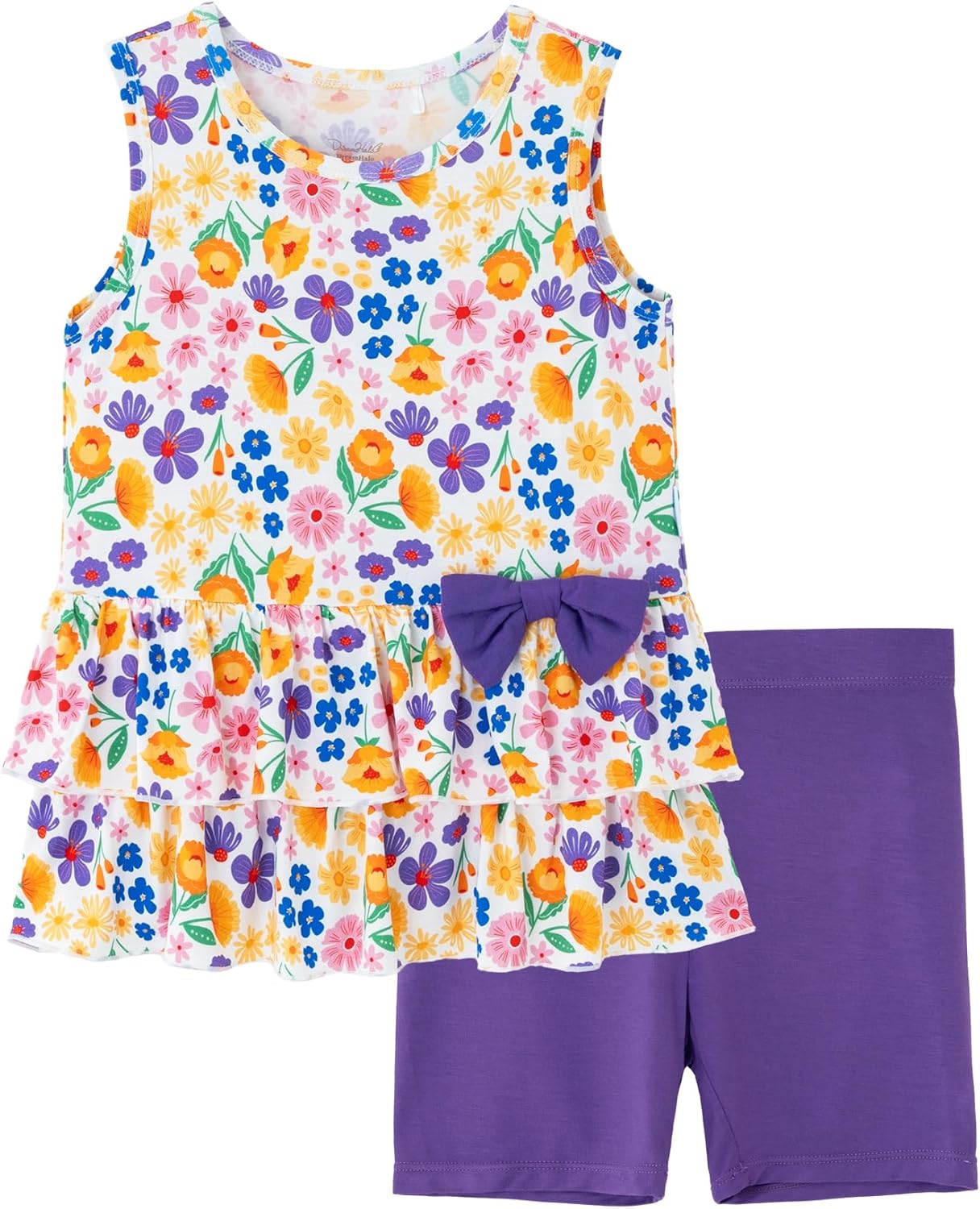 Toddler Girls Summer Outfits Sleeveless Tank Top and Shorts 2-piece Kids Clothes, Viscose Made from Bamboo 2-6Years