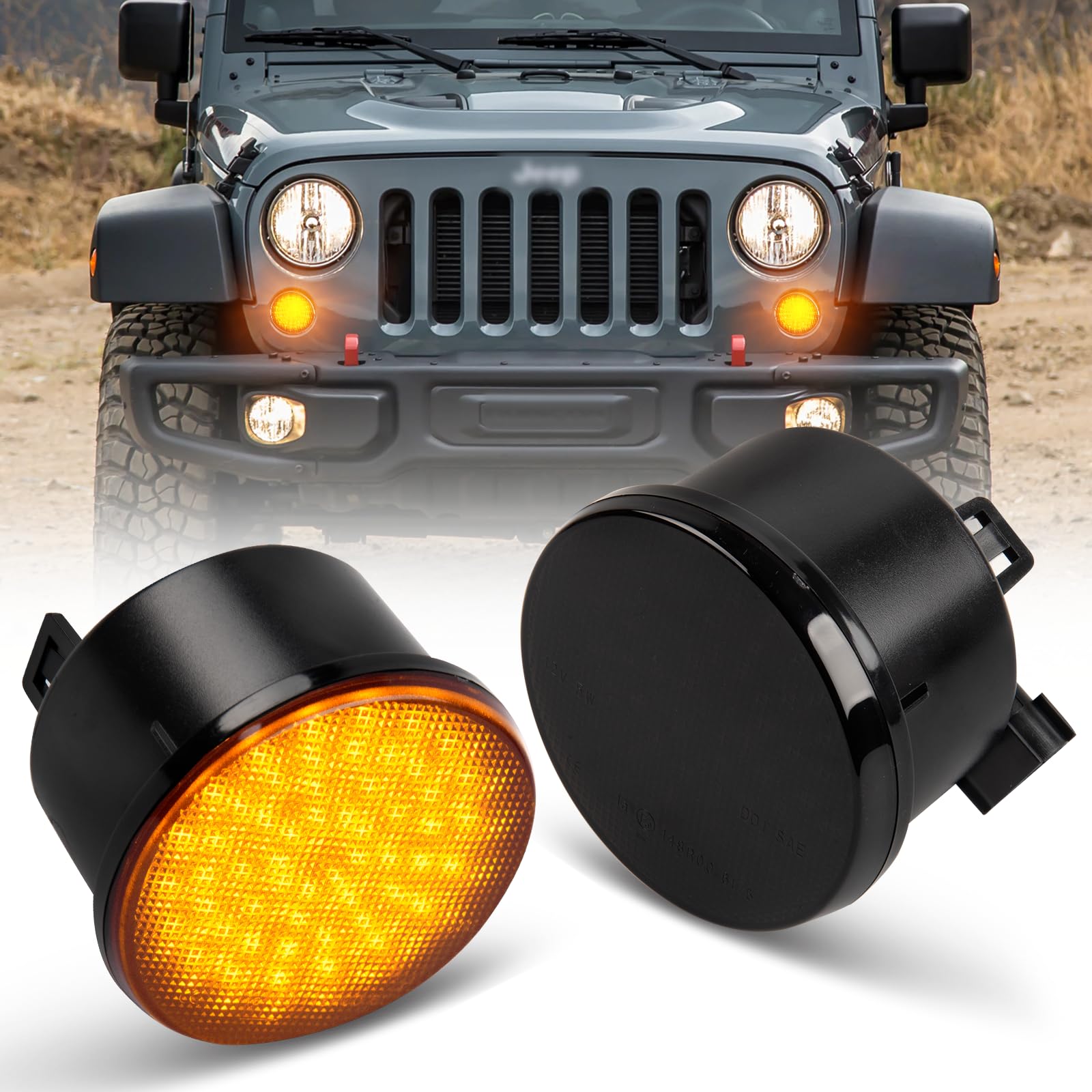 Frecce Laterale a LED per Jeep Wrangler JK 2007-2015, Indicatori di Direzione Laterale a LED Canbus, 2 Pezzi