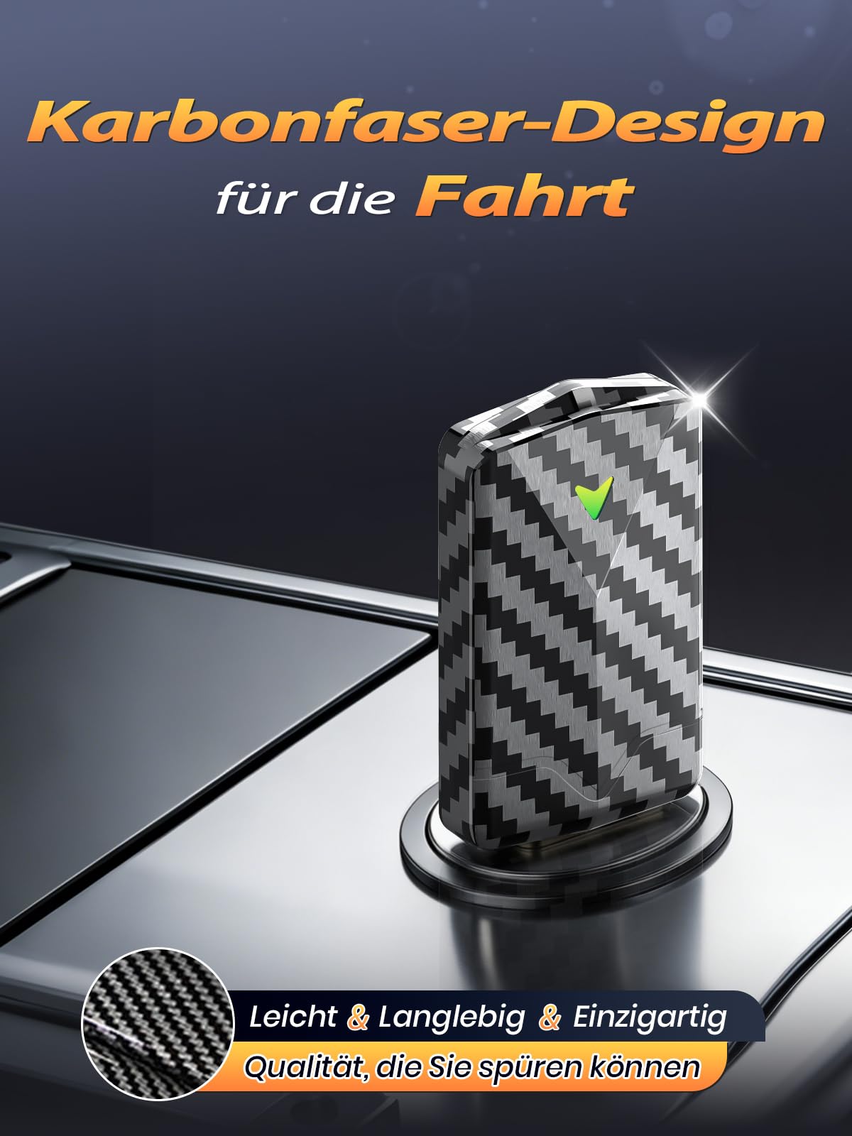 Mini CarPlay Wireless Adapter für Apple iPhone, Android Auto Wireless Adapter mit Auto GPS Navigation, Karbonfaser Design, Metall USB-A/C, Schnell & Stabil, Kompatibel mit iPhone (iOS 10+)/Android 10+