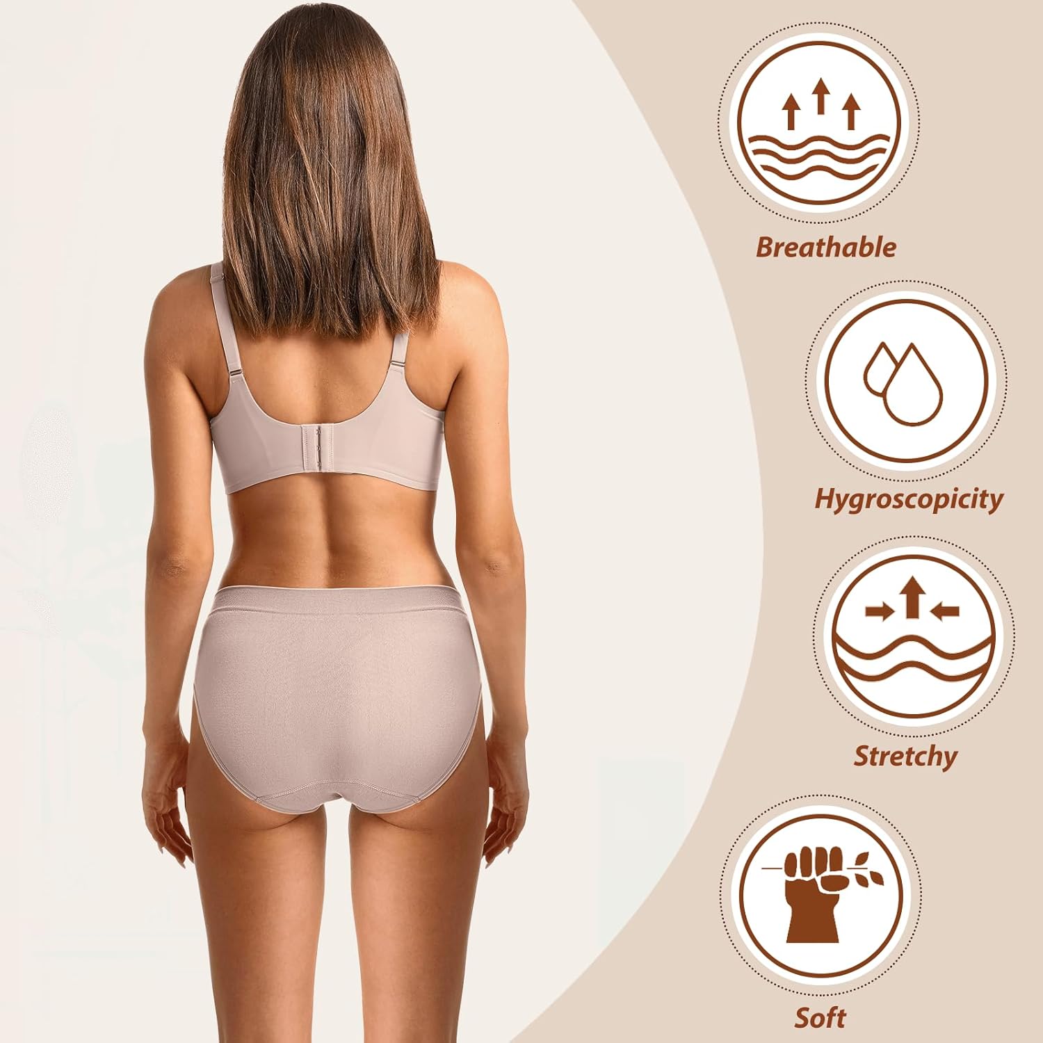 Women's Hi Cut Seamless Underwear - Mid Rise Nylon Soft Stretchy Panties No Show Full Coverage Briefs Multipack - Image 5