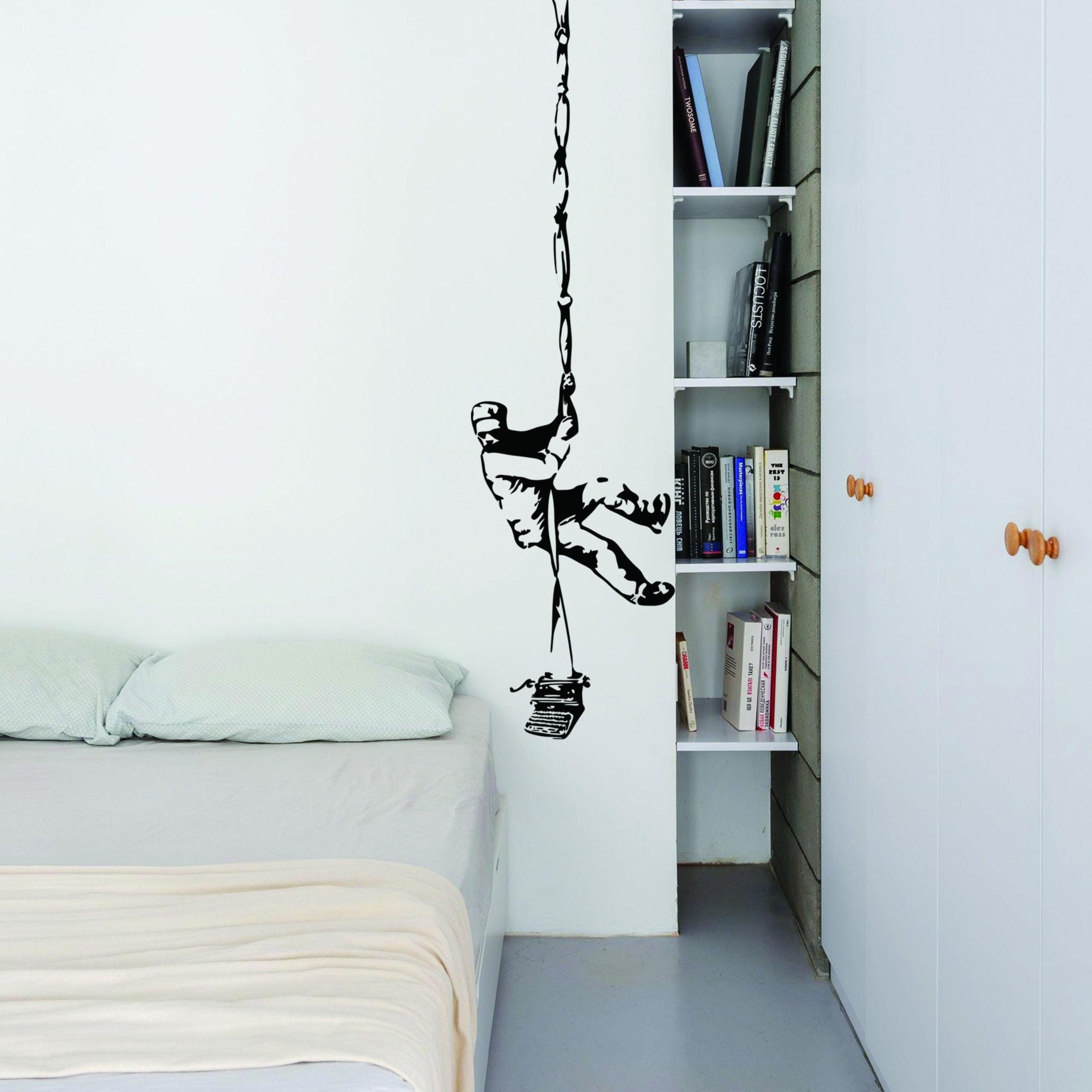 Banksy Prisoner Escape Wall Decal - Street Art Graffiti Еhief Vinyl Sticker Forest Green / 63 x 17