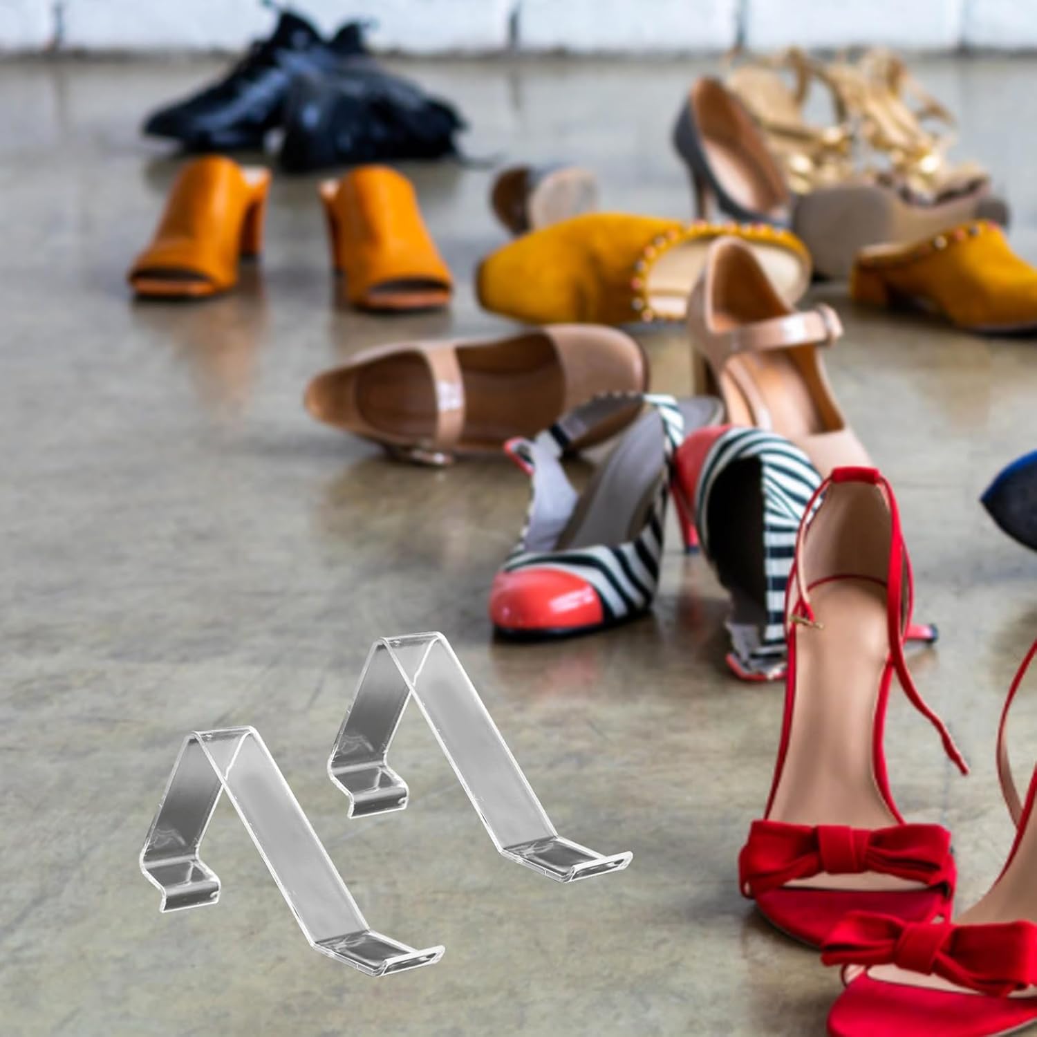 SOLUSTRE 10pcs Shoe Display Riser for Retail Organization Shoe Stand for Sneakers High Heels and Sandals for Store Showcase and Home Use