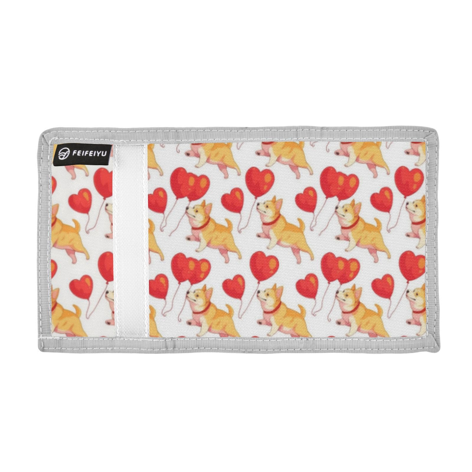 Wusikd Cute Dog Red Heart Kids Wallet for Boys Girls Balloon Toddler Trifold Wallet Novelty Wallet for Teens Women Men