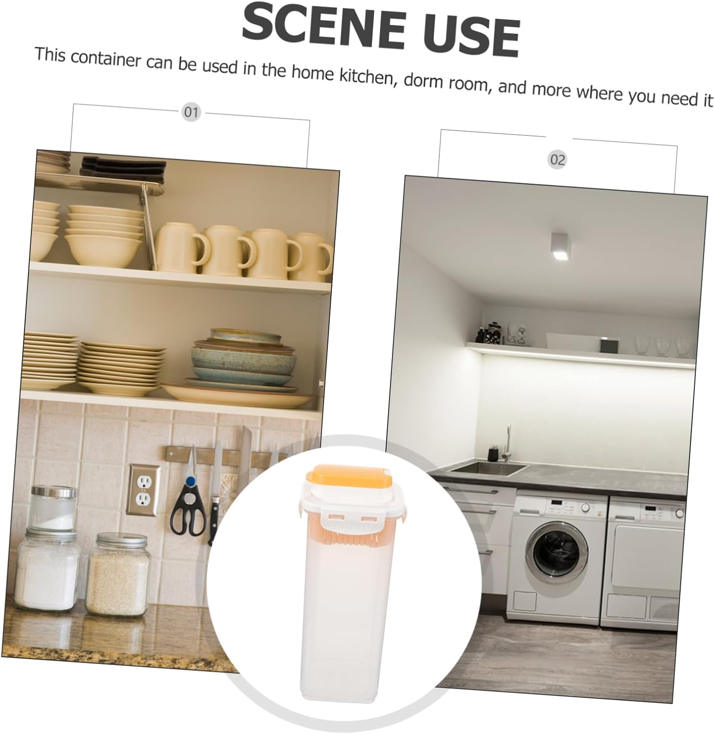 Ciieeo Lidded Laundry Powder Holder Laundry Soap Container for Home Dorm Multi Purpose Storage Bin for Laundry Flour Rice Design for Easy Visibility