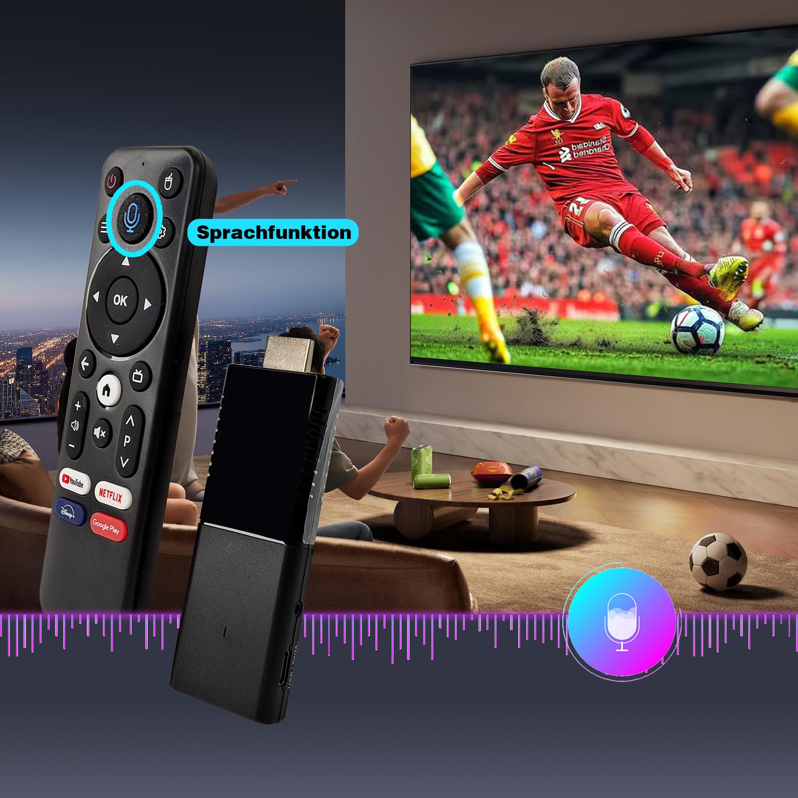 BOXPUT Q3 TV Stick, Android 10 System, 2 GB RAM 16 GB ROM, 2,4G / 5G Podwójny Pilot WiFi BT, 4-Rdzeniowy 4K High-Definition TV Stick, Z Pilotem Głosowym Bluetooth