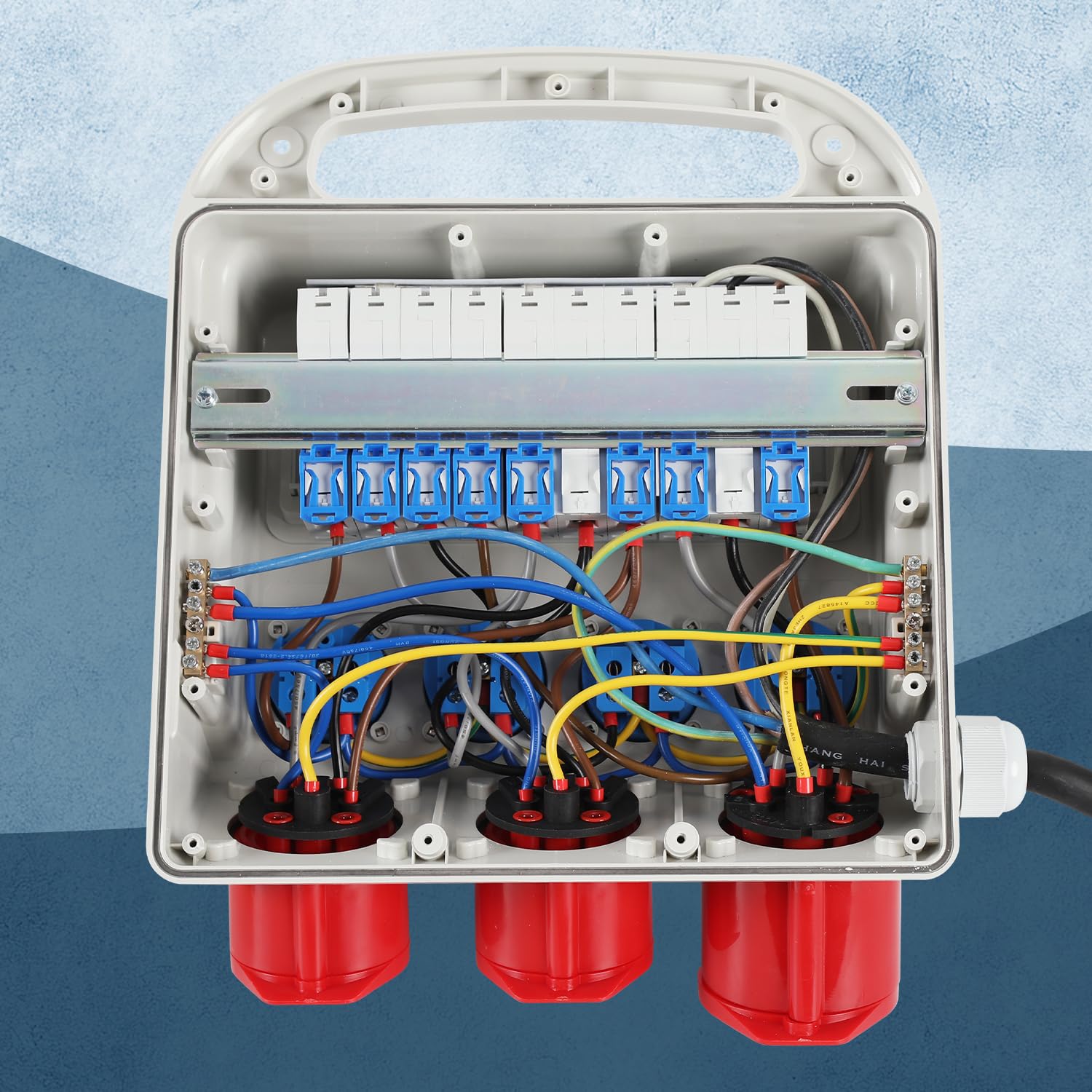 Distributore di corrente da costruzione, 2 x CEE 400 V/16 A, 1 x CEE 400 V/32 A, 4 x 230 V, con interruttore automatico, con cavo di alimentazione da 1,2 m, per cantieri
