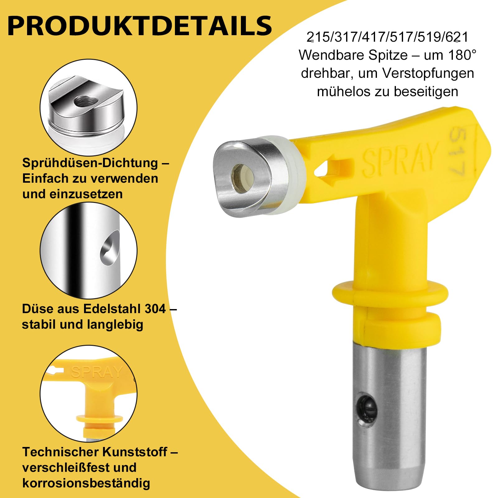 Airless HVLP Airless HVLP pistolet natryskowy z 6 dyszami Airless z uszczelką końcówkową (typ 215, 317, 417, 517, 517, 519, 621)