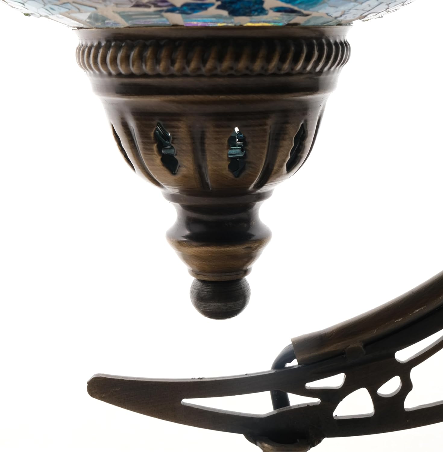 Asylove Turkish Moon Lamp, Mosaic Moroccan Table Lighting, Standing Turkish Lamp, Decor Home Floor Lighting Accessory, Total Dim. 7.5 x 11 x 18 inches (Coldflame)