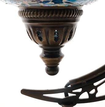 Asylove Turkish Moon Lamp, Mosaic Moroccan Table Lighting, Standing Turkish Lamp, Decor Home Floor Lighting Accessory, Total Dim. 7.5 x 11 x 18 inches (Coldflame)