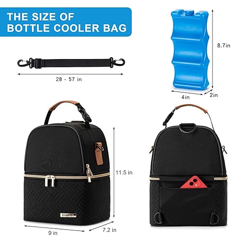 Miniatura 5 de BABEYER Bolsa enfriadora de leche materna con bolsa de hielo para 6 biberones de hasta 9 onzas, bolsa enfriadora con bomba de leche materna con