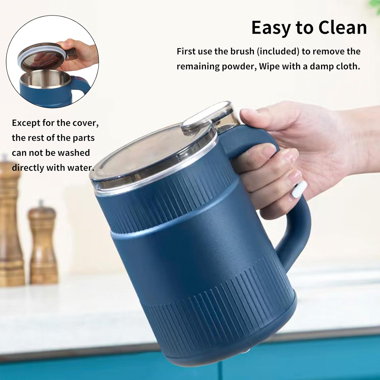 Electric Coffee Grinders，150-300w Blue Spice Grinder, One-Button Operation to Grinder Coffee Beans, Spices, Dry Herbs, Nuts, etc.1 Plastic Brush and 1 Plastic Spoon Included