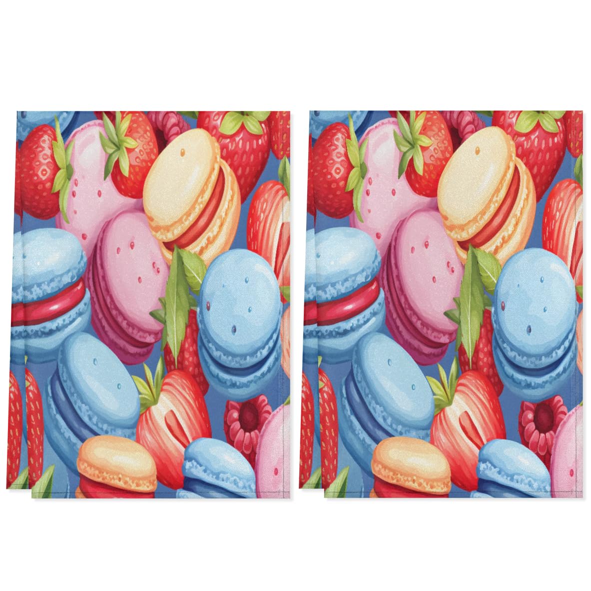 QsirBC Kitchen Towels Set of 2 Funny Desserts Style Hand Towels Dish Towels Reusable Decorative Towel Sets for Cooking Baking, 28.3 X 17.7 Inch