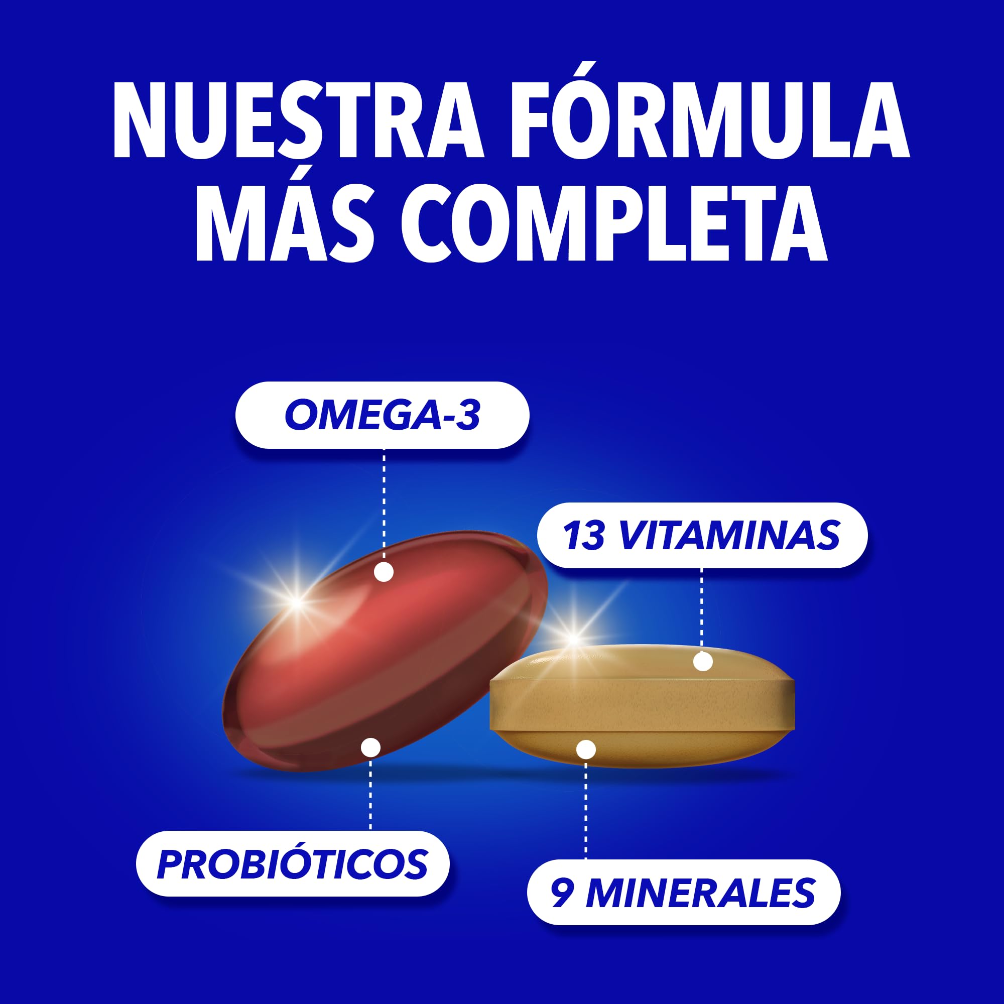 Bion3 Multi & Omega-3, Complemento Alimenticio con Vitaminas y Cápsulas de EPA y DHA para apoyar el corazón¹, cerebro² y visión³, con Probióticos