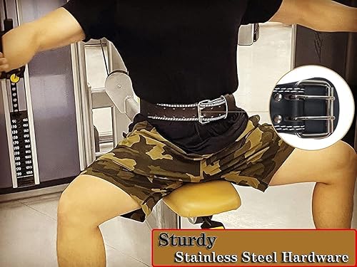 Miniatura 5 de Cinturón de cuero para levantamiento de pesas para hombres, cinturones acolchados de apoyo lumbar de 6 pulgadas, cinturón de entrenamiento para