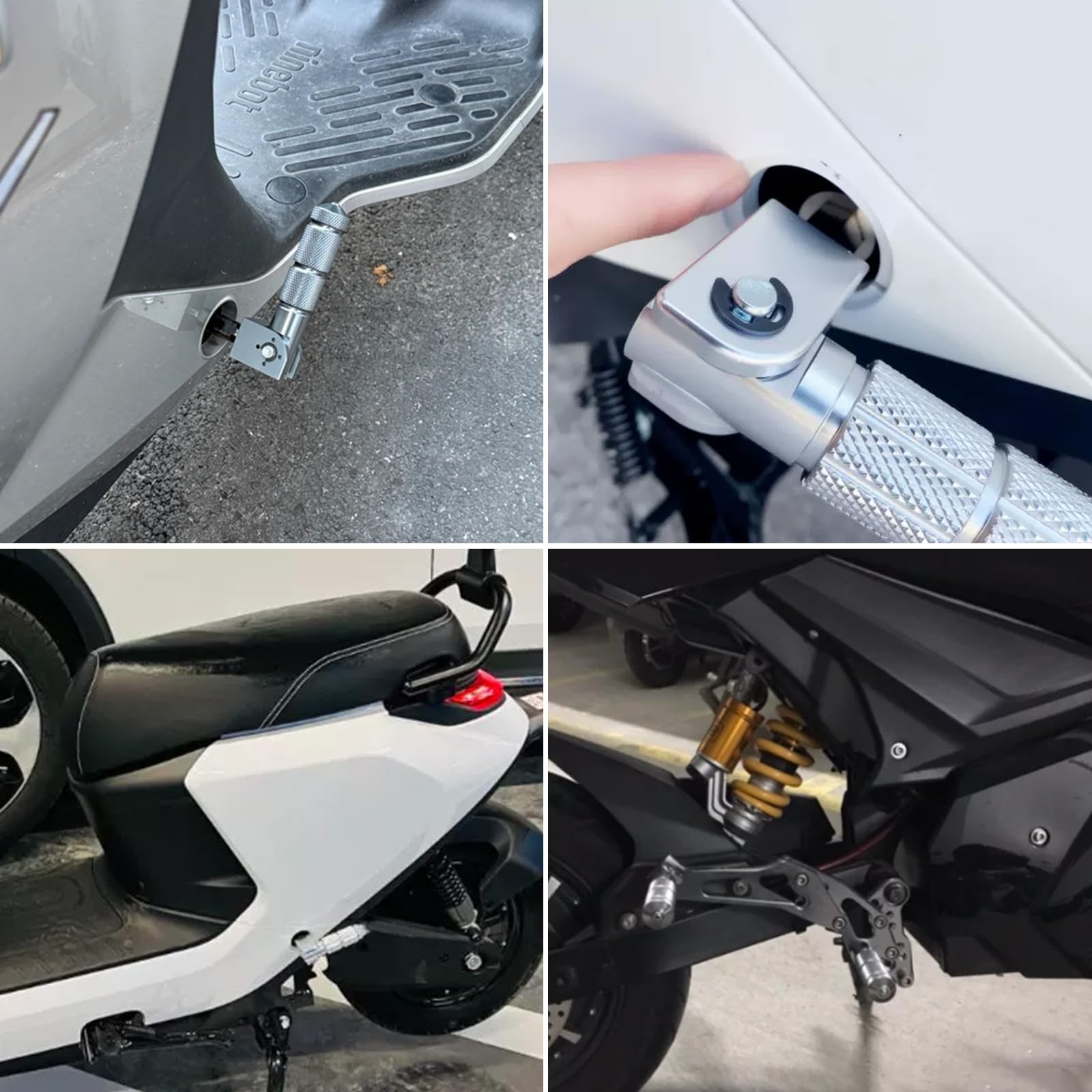 Pedane Poggiapiedi per Moto 2 Pezzi, Pedane Poggiapiedi Universali per Moto Viti da 8 Mm Installazione Asta di Supporto Pieghevole a 90 Gradi Pedali in Alluminio Adatto alla Maggior Parte(Nero)