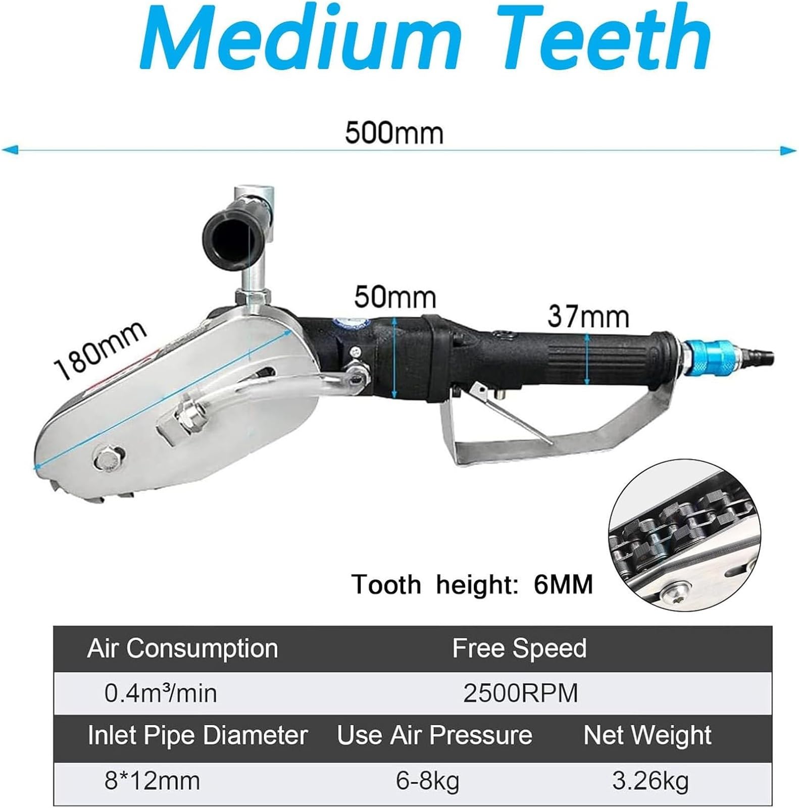 Desbrozadora Neumática De 2500 RPM, Desbrozadora De Cartón, Cortadora De Bordes De Papel Usado con Cadena De Acero Aleado, para Corte De Cartón.(Middleteeth)
