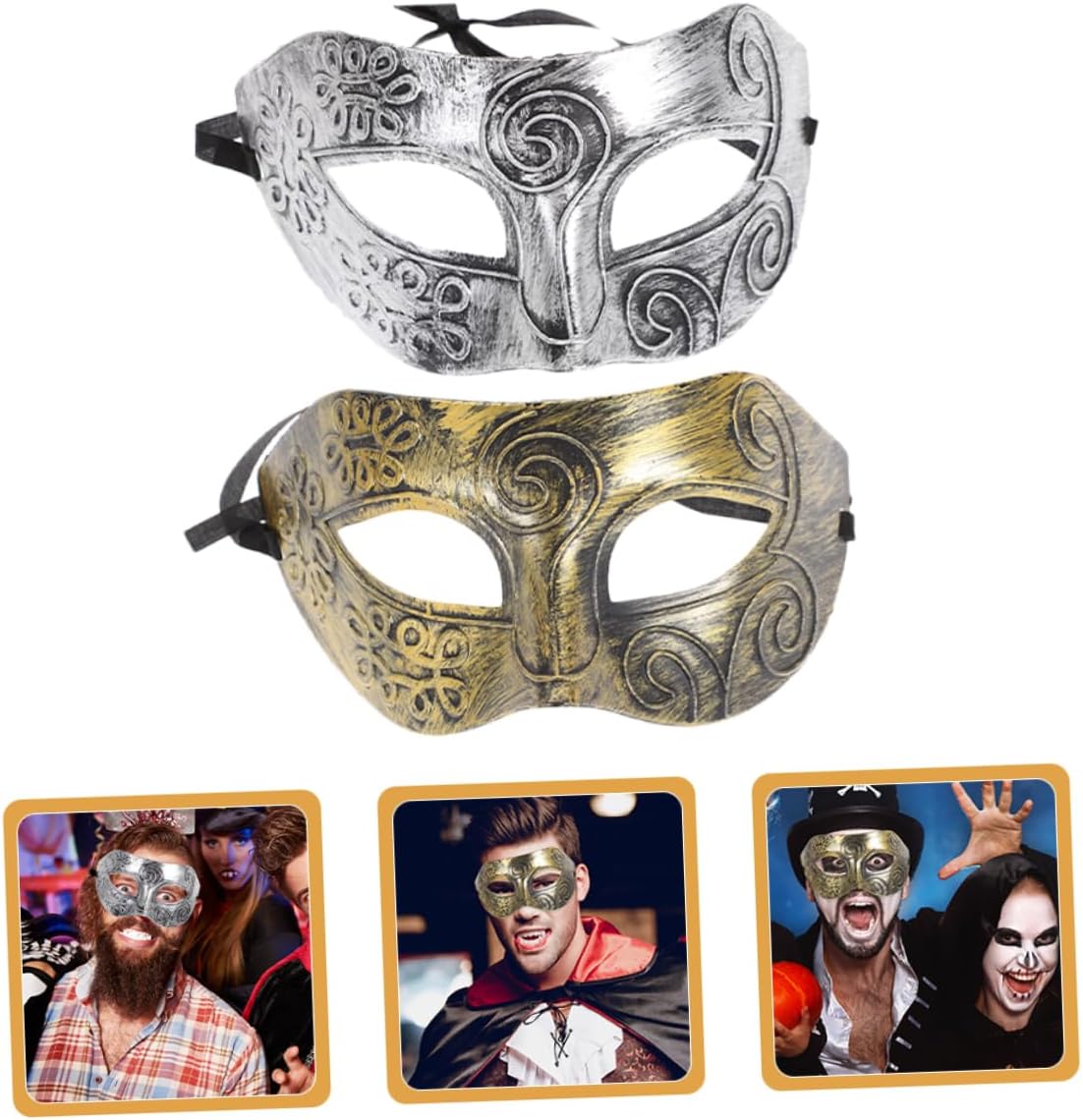 Luxshiny 4pcs Half Face Masquerade Masks Ancient Style Halloween Costume Props for Men Vintage Design Suitable for Festivals Parties and Cosplay Events