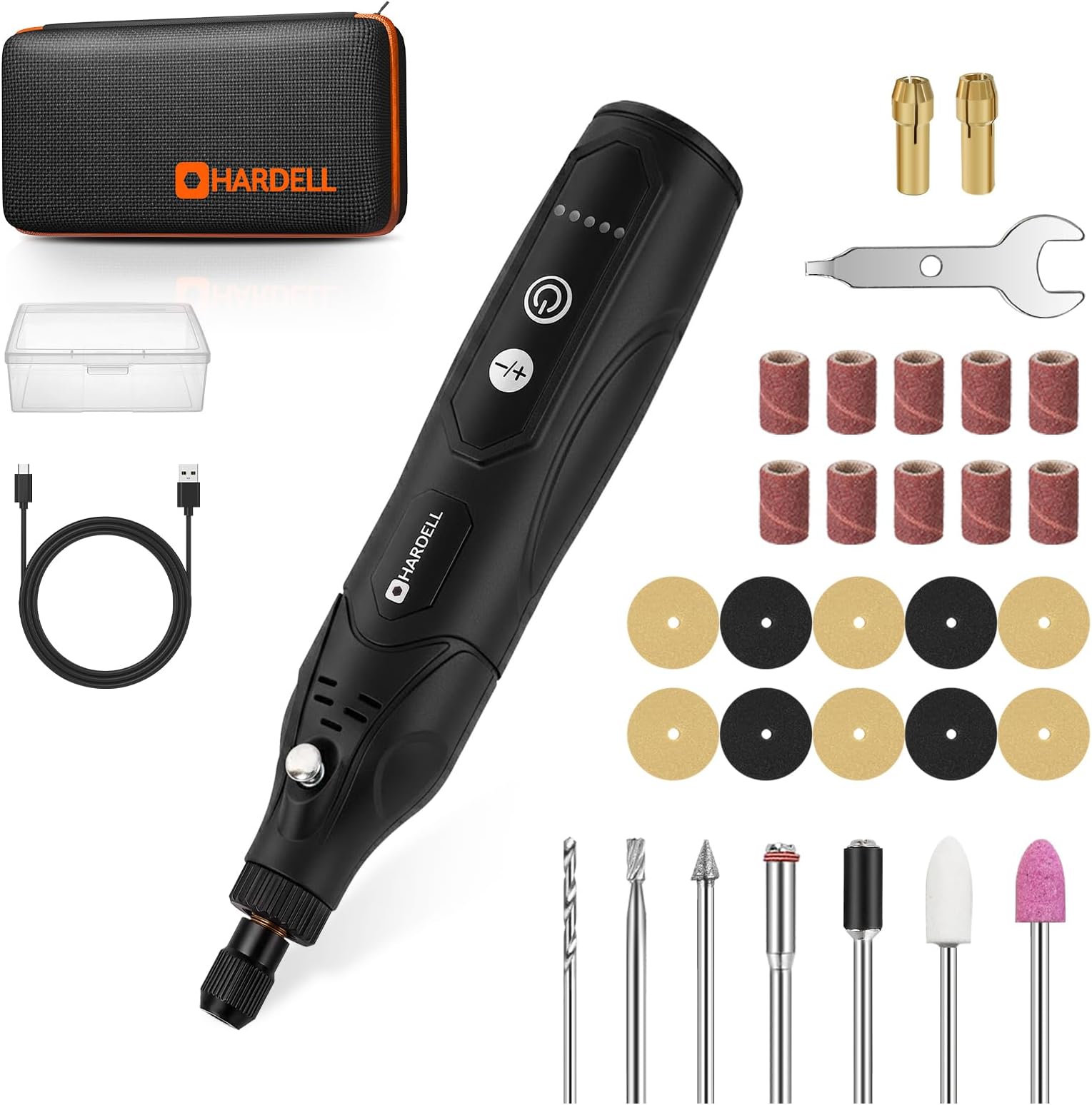 Mini Cordless Rotary Tool 4V, 5-Speed Rotary Tool Kit with 30 Accessories,Type-C Charging DIY Craft Tool for Engraving, Sanding, Polishing, Drilling, Grinding(Power&Runtime Extended)