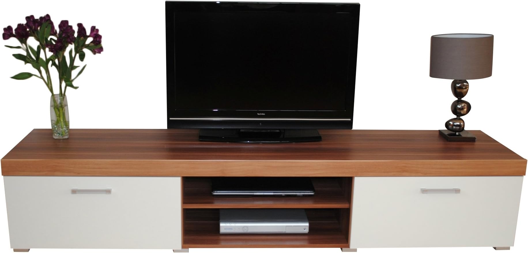Birsppy Sydney 2 Metre White & Walnut 2 Door TV Cabinet Extra Large Unit
