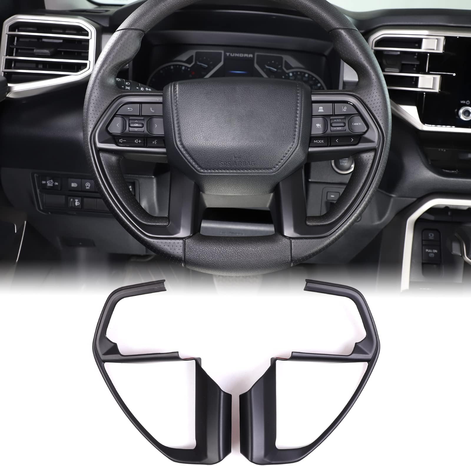 Aunginsy Center Console Steering Button Panel Trim Cover Compatible with Toyota Tundra/Sequoia 2022-2025 Tacoma 2024+ Central Control Steering Panel Decorative Frame Protector Sticker ABS Accessories