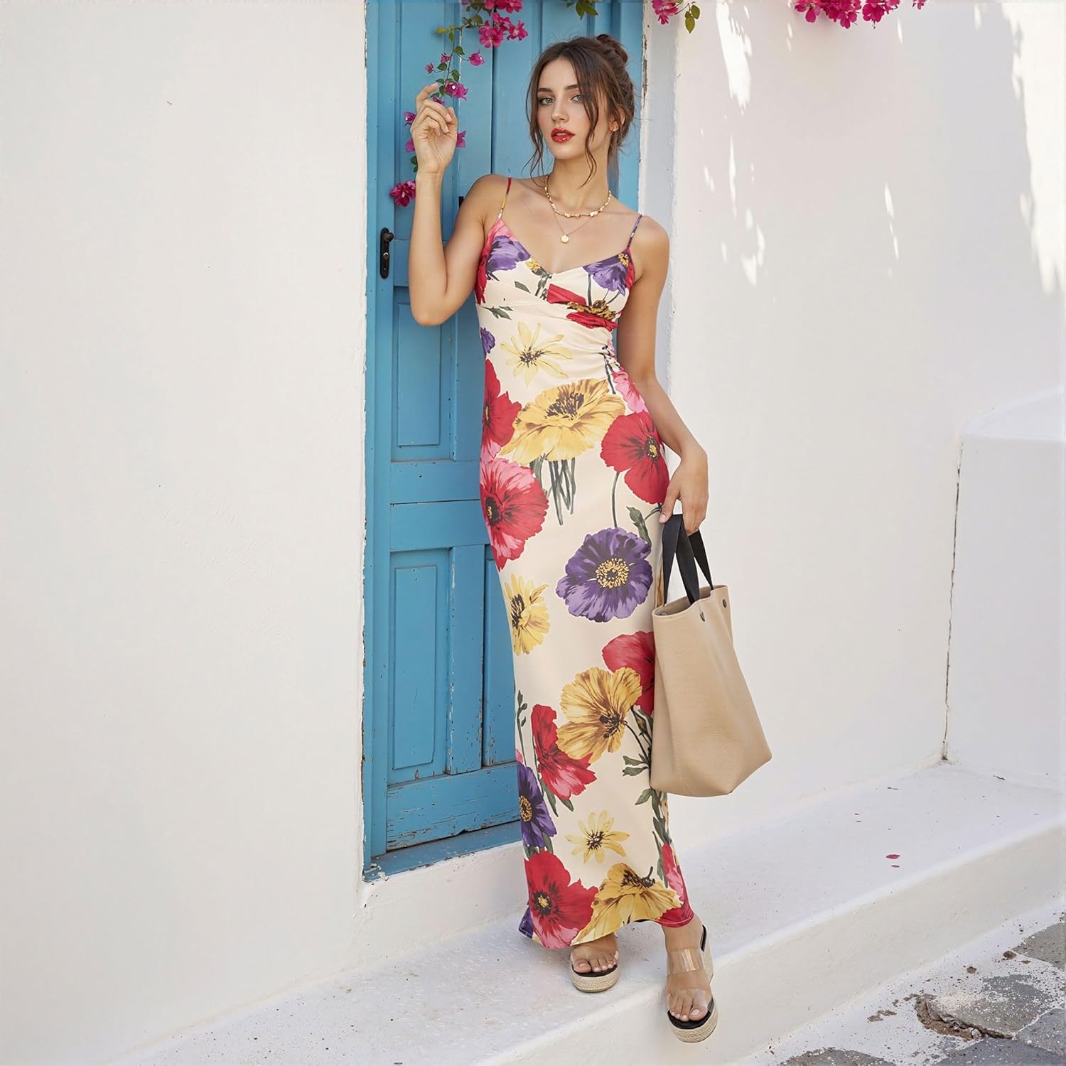 WIRALOMI Women Clear Wedge Heel Sandals Slip On Espadrilles Platform Sandals Slide Summer Beach Crystal Mules Sandals - Image 3