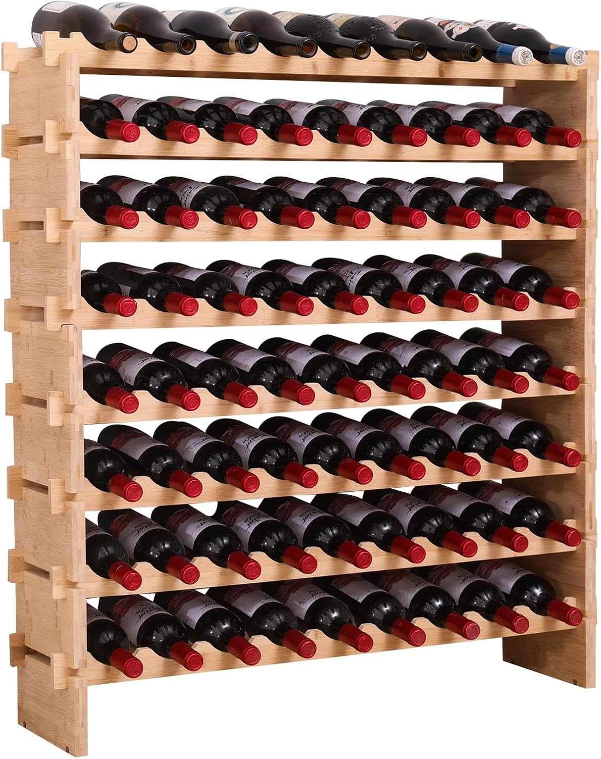 72 Bottle Stackable Storage Modular Wine Rack Cabinet Bamboo freestanding Floor Wine Holder Display Shelves