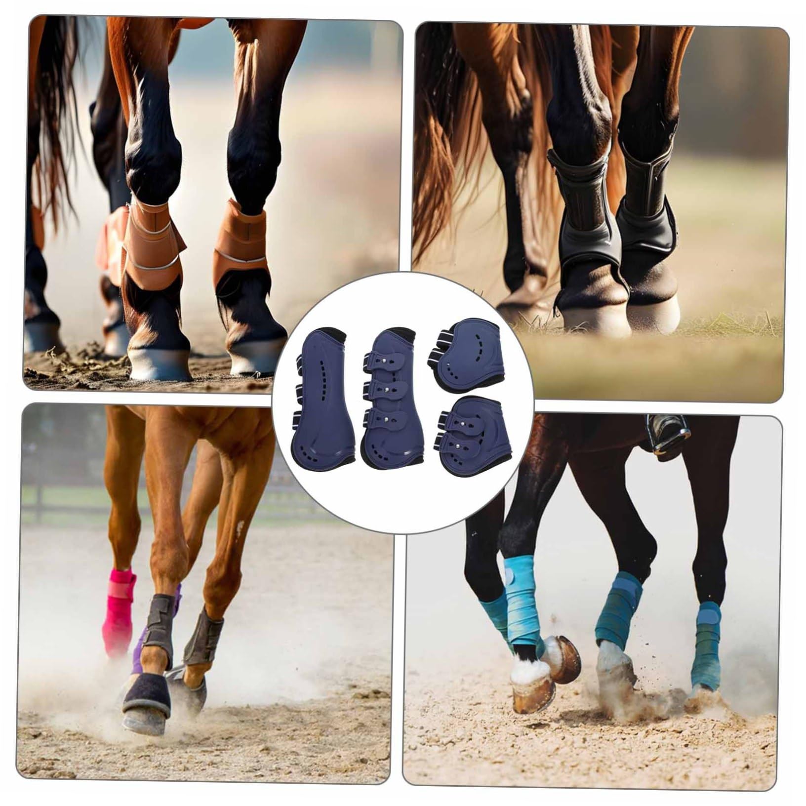 4piezas Botas De Tendón Abiertas para Caballos Diseño y Duradero Protección para Salto y Paseo Equipamiento Ecuestre Mediano