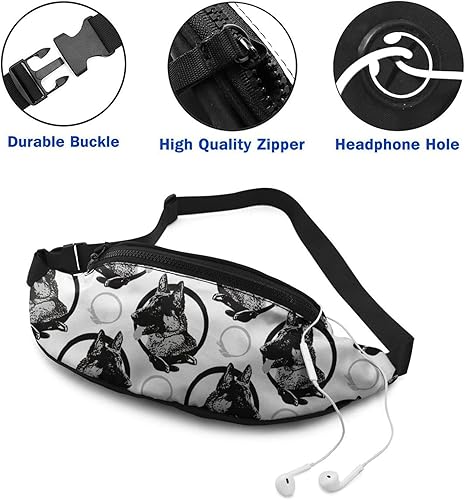 Miniatura 4 de Riñonera de perro pastor alemán para mujeres y hombres, bolsa de cinturón casual cruzada con correa ajustable para correr al aire libre, senderismo