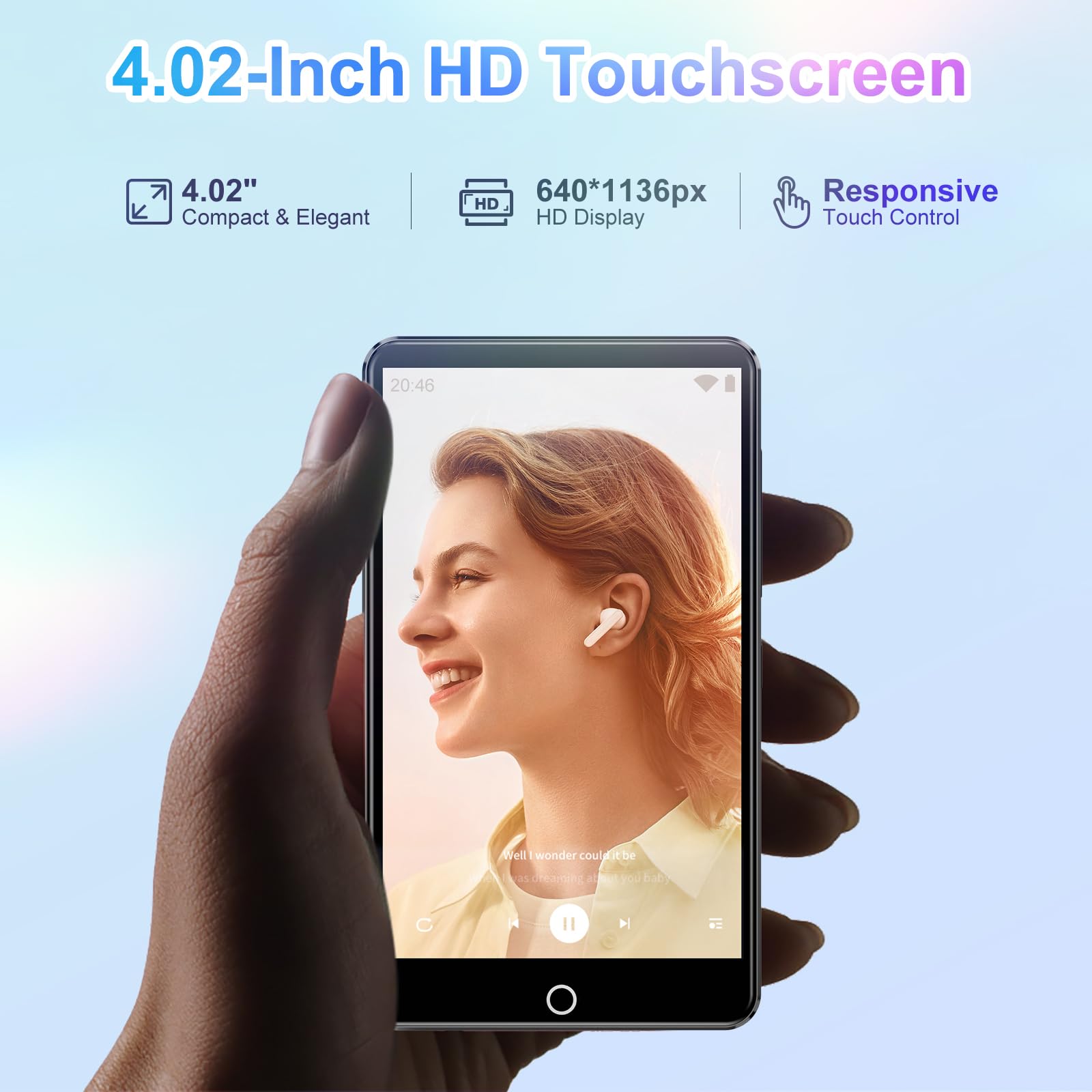 Reproductor MP3 de 80 GB con Bluetooth y WiFi, pantalla táctil de 4 pulgadas, reproductor de MP3 Android con cámara trasera de 13 MP, reproductor de música MP4 para niños con Spotify, Deezer, Amazon