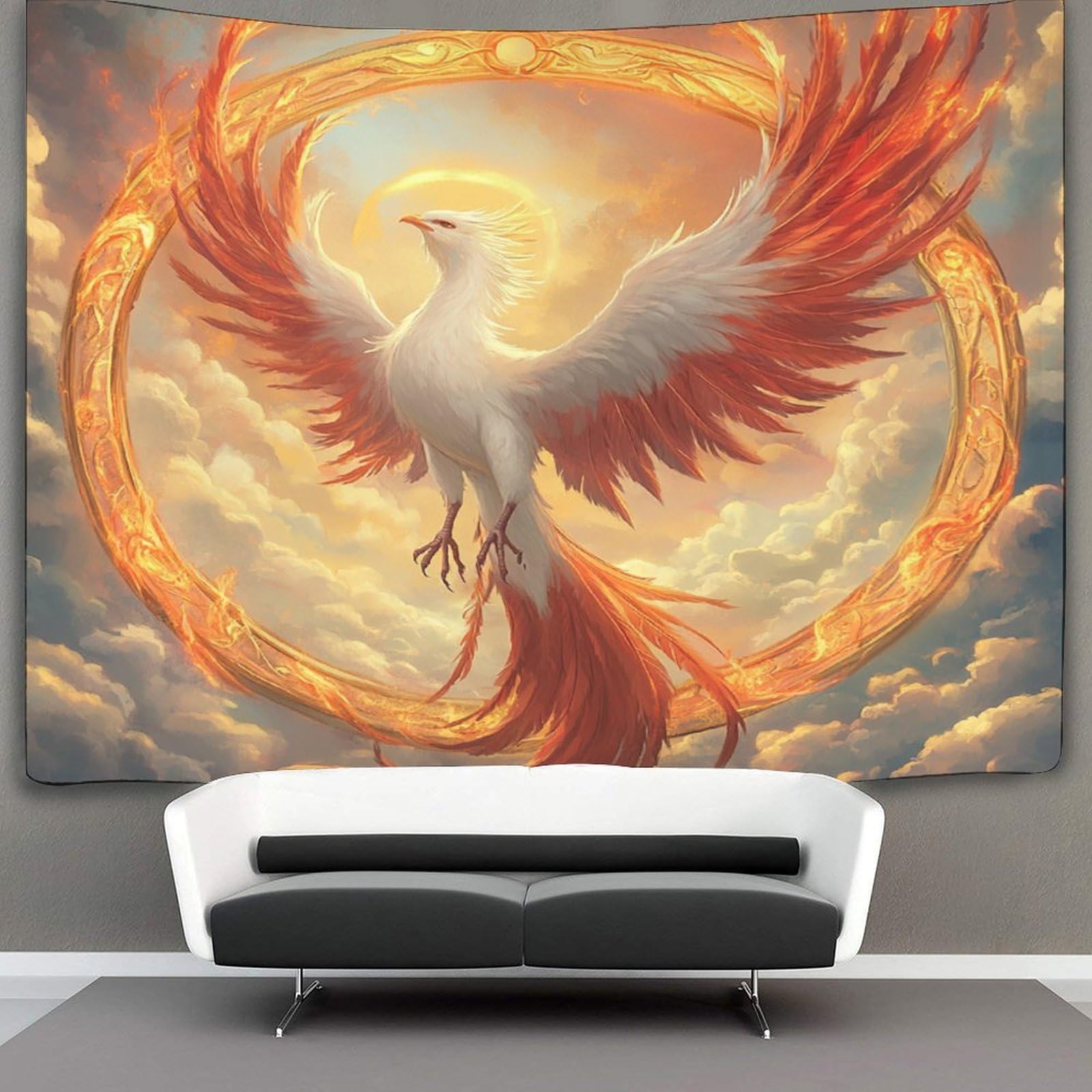 kaiyun Phoenix Tapestry,Golden Halo Art Wall Hanging Decoration for Living Room Bedroom & Dorm 100cmx150cm