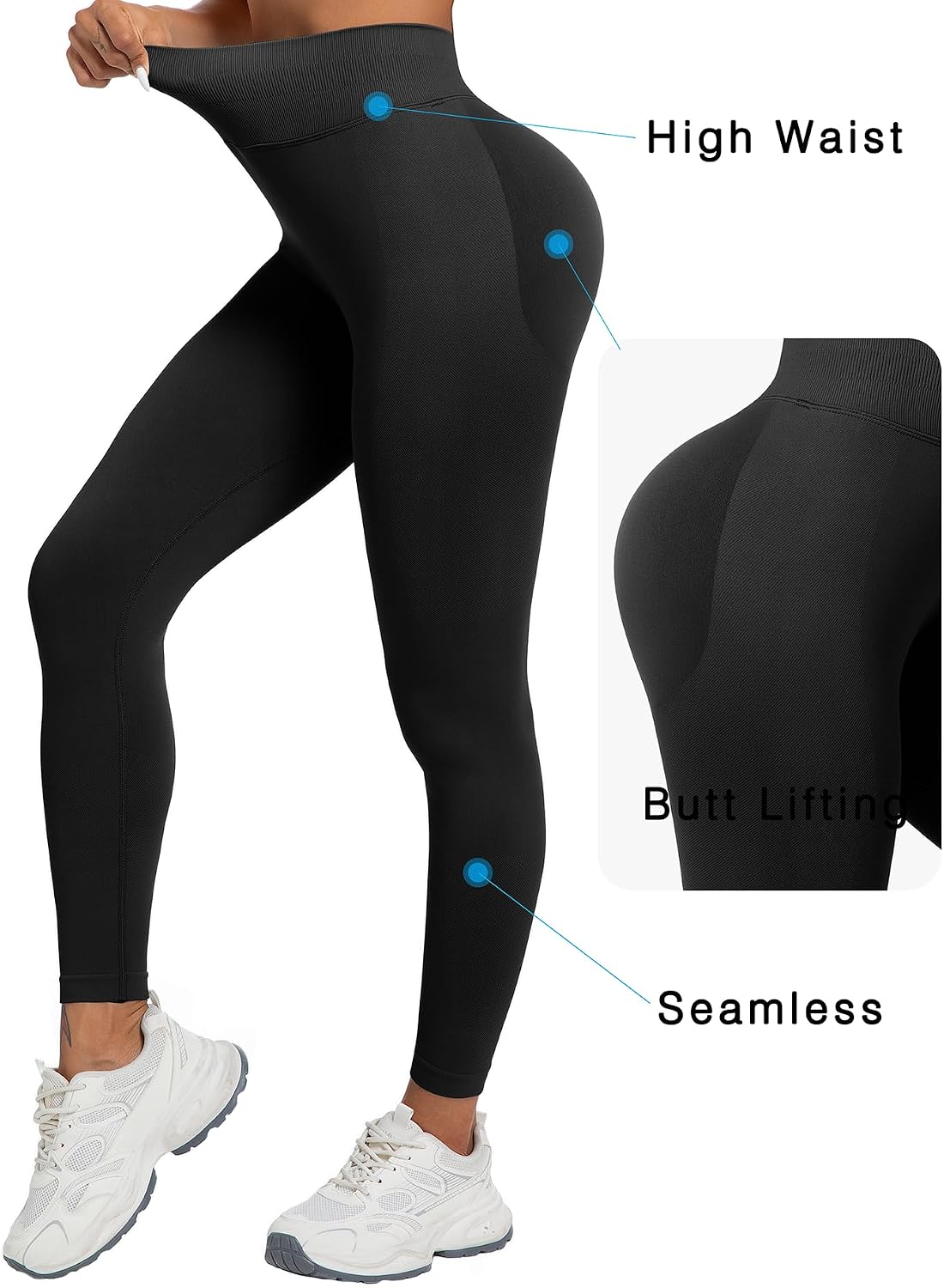 YOAKUKA Women's Seamless Leggings High Waisted Compression Workout Leggings Tummy Control Yoga Pants