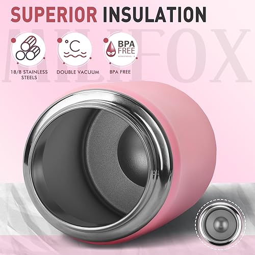 Miniatura 2 de Botella de agua aislada de 12 onzas, botellas de agua de acero inoxidable de doble pared aislada al vacío, boca ancha, a prueba de fugas, sin BPA,