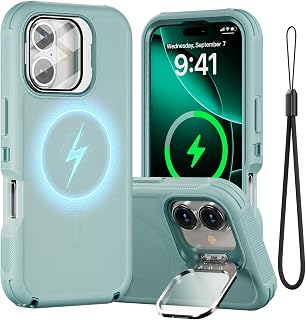 Follaroma for iPhone 17 Case with Magnetic,Heavy Duty Case,6.3'',Mint