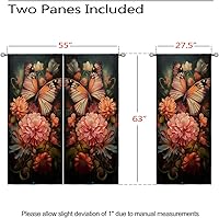 Vista 129 de Cortinas opacas de mariposa para decoración del hogar de niñas y niños, hermosas flores en acuarela, con ojales, aislamiento térmico, cortinas
