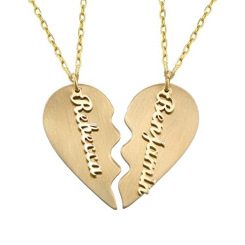 MyNameNecklace - Personalized Broken Heart Necklace Set For Couples, Best