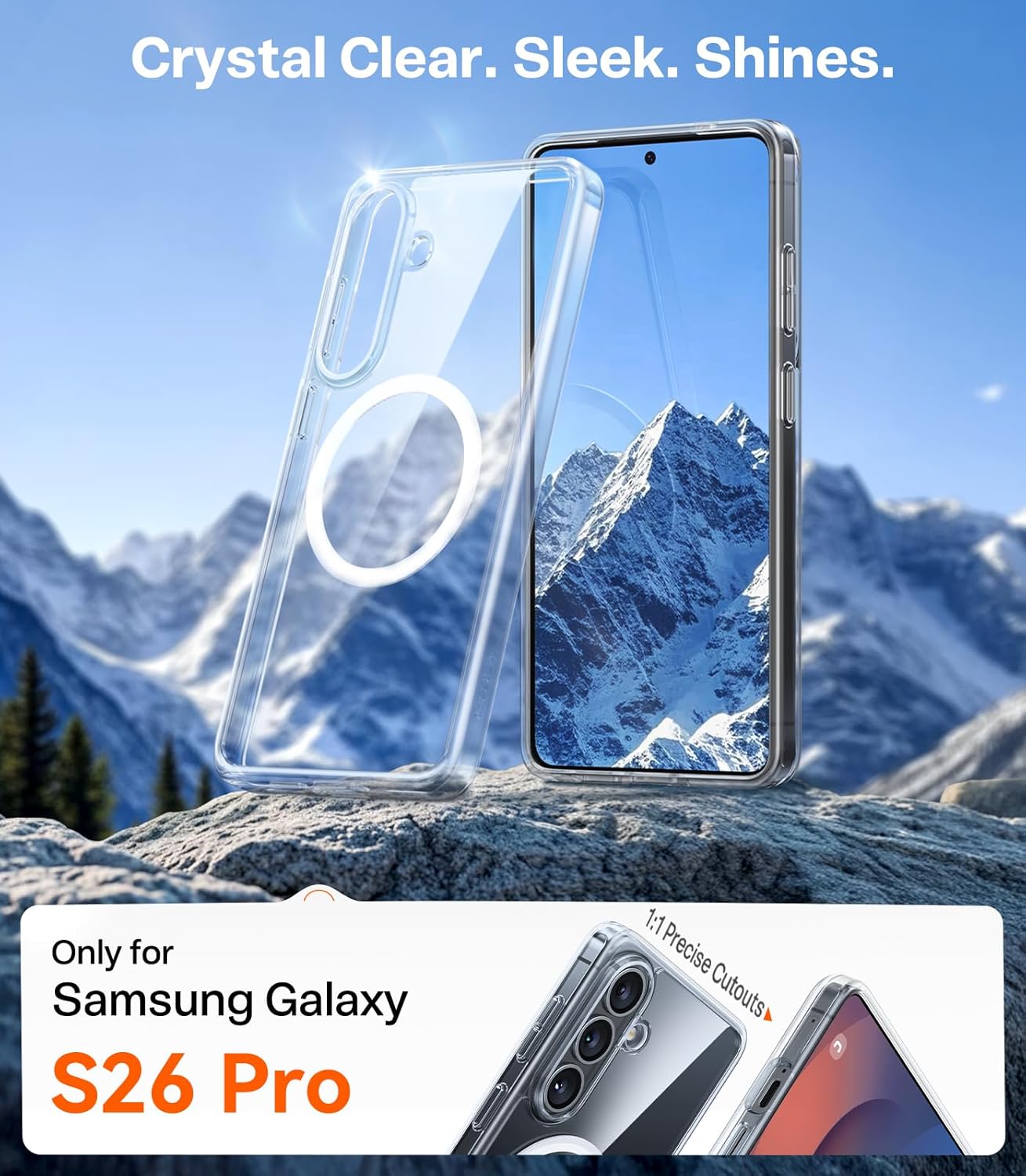 TORRAS Magnetic Shockproof for Samsung Galaxy S26 Plus Case, Fit for MagSafe,12FT Military Grade Protection, Anti-Yellowing Slim Magnetic for Samsung S26+ 6.7'' 5G Phone Case 6.7", Diamond Clear Diamond Clear for Samsung Galaxy S26 Plus