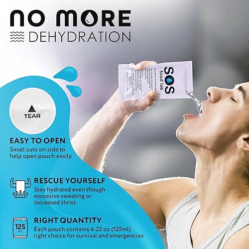 Miniatura 4 de MOUNTAIN ESSENTIALS Paquete de 6 barras de alimentos de emergencia de 2400 calorías y agua de emergencia S.O.S. 4.22 onzas, paquete de 24 con 5 años