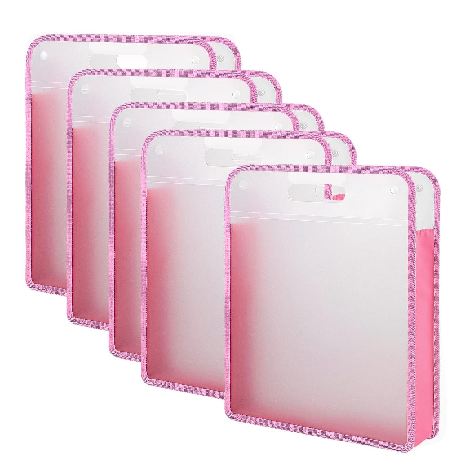 Gokoti 5 Pack Scrapbook Paper Organizer, Pink Expanding Paper, Portable Scrapbook Paper Storage with Button Closure Easy to Use 40 X 33.5 X 8cm
