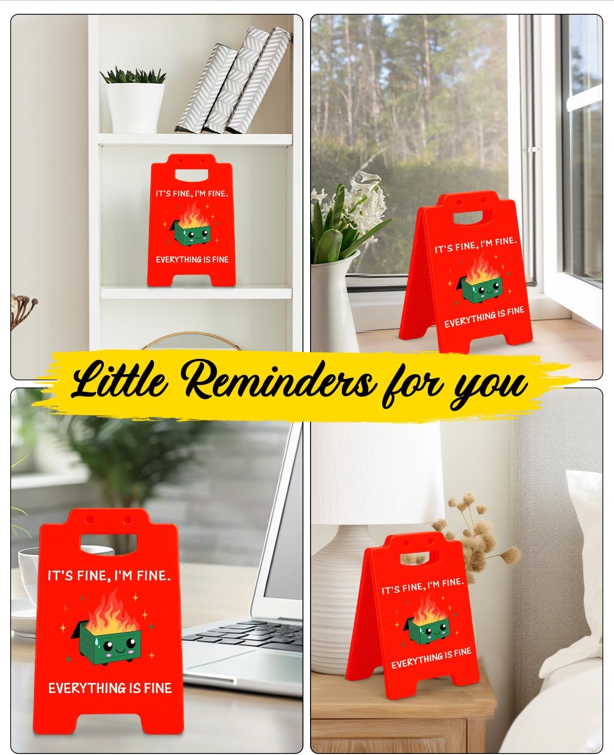 Dumpster Fire Desk Accessories Desk Signs - Funny Office Gifts for Coworkers, Cute Dumpster Fire Gifts, I'm Fine Everything is Fine Office Decor for Women Men - Image 6