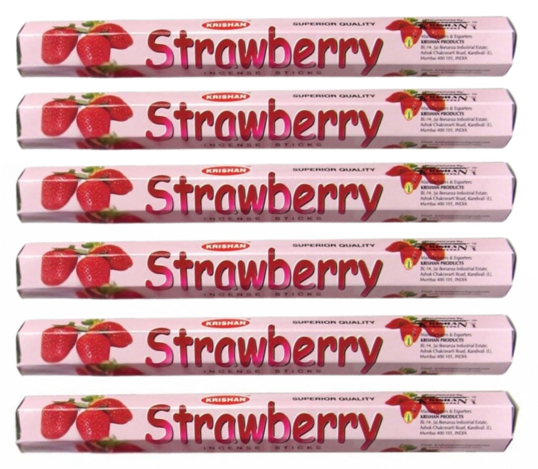 Strawberry Krishan Incense 20 Sticks X 6 Pack Total 120 Joss Stick