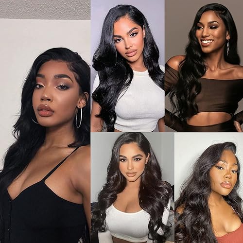 Miniatura 6 de SOKU Peluca de cabello sintético ondulado con encaje frontal de 30 pulgadas, color marrón oscuro, peluca ondulada con encaje suizo transparente,