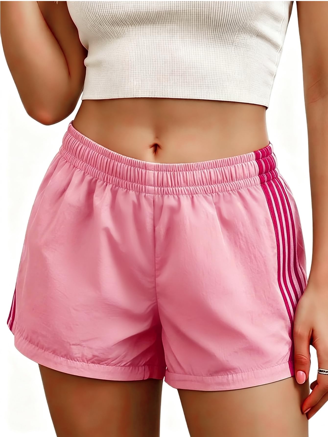 MakeMeChic Women's Striped Summer Track Shorts Low Rise Athletic Shorts
