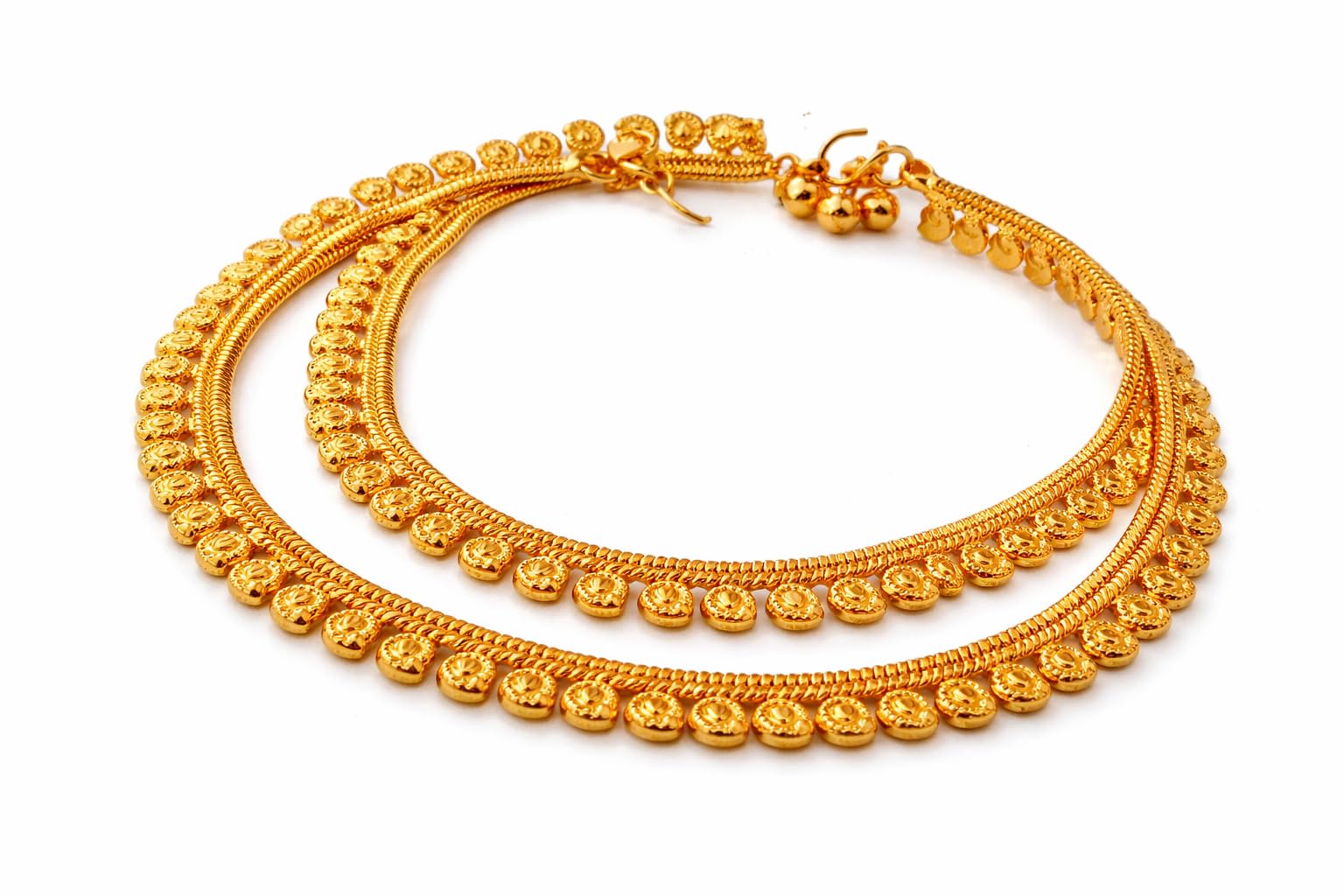 ineess jewels Impon Gold Plated Mango Design Anklets for Women & Girls | Traditional South Indian Payal | 10 Inch Fixed Size Casual Wear Anklet Set | Lightweight Ethnic Leg Jewellery-picture-10
