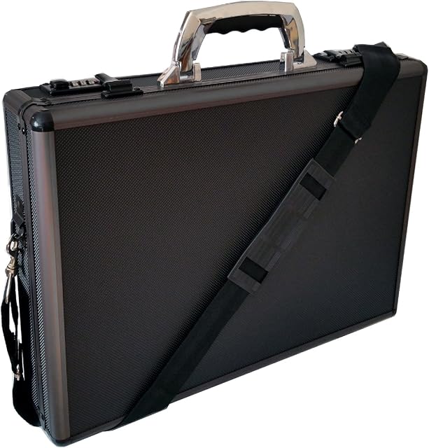 ESSENTIAL PRODUCTS Pro Aluminium Executive Laptop Padded Briefcase Attache Case Black/Gun Metal